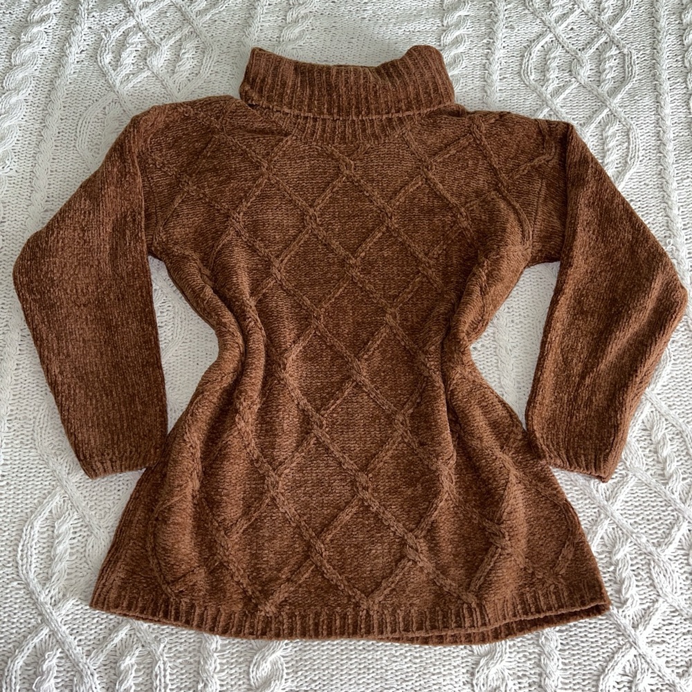 Cozy Vintage Y2K Brown Turtleneck Knit Sweater